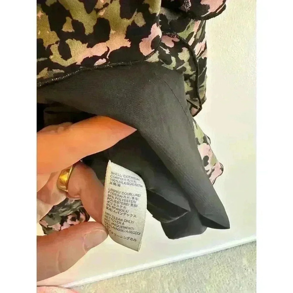 Rebecca Minkoff Y2K Jessica 100% Silk Camo Whimsy Goth Pink/Green Size Small - Picture 6 of 6